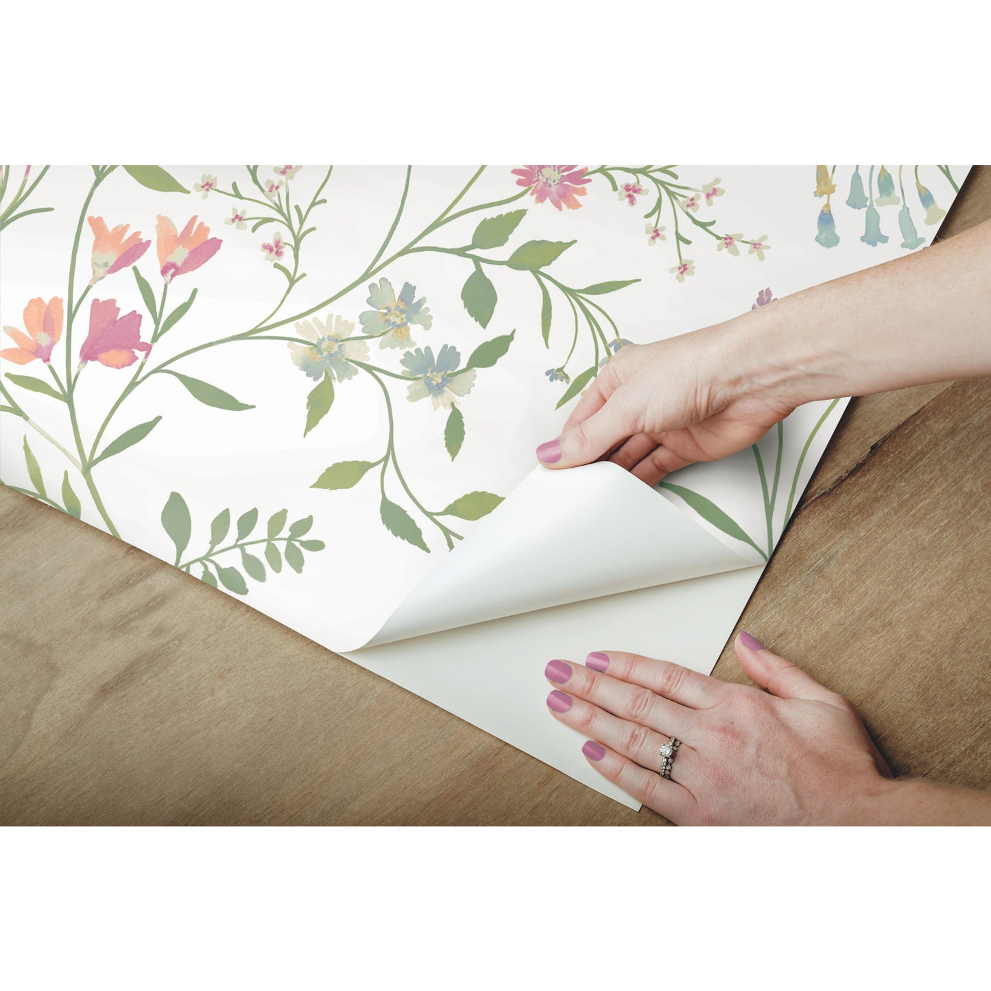 York Wallcoverings RoomMates Meadow Mix Pink Peel and Stick Wallpaper Whimsical Botanical Pinks  Wallpaper - RMK12181PLW