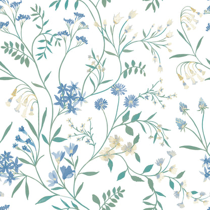 York Wallcoverings RoomMates Meadow Mix Blue Peel and Stick Wallpaper Whimsical Botanical Blues  Wallpaper - RMK12182PLW