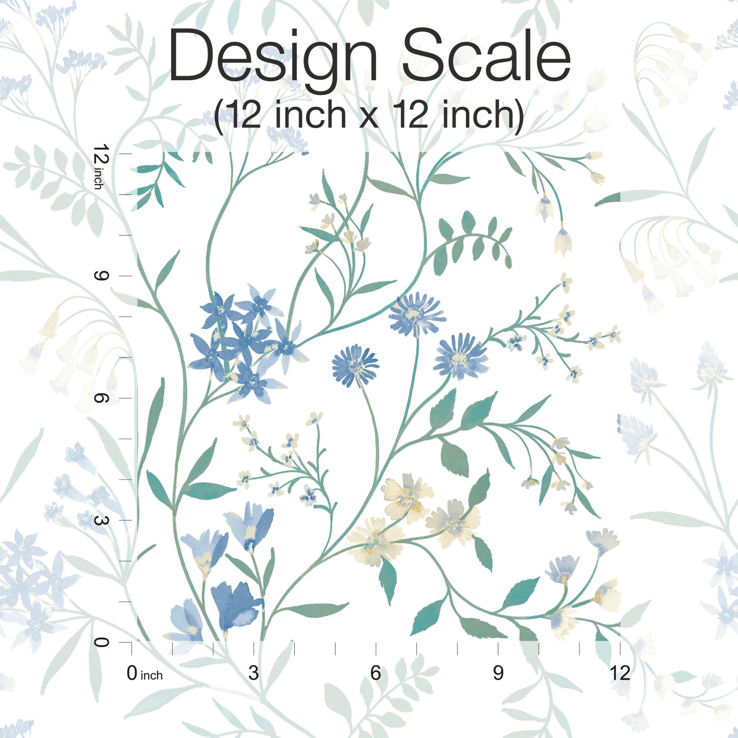 York Wallcoverings RoomMates Meadow Mix Blue Peel and Stick Wallpaper Whimsical Botanical Blues  Wallpaper - RMK12182PLW