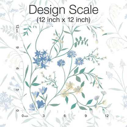 York Wallcoverings RoomMates Meadow Mix Blue Peel and Stick Wallpaper Whimsical Botanical Blues  Wallpaper - RMK12182PLW