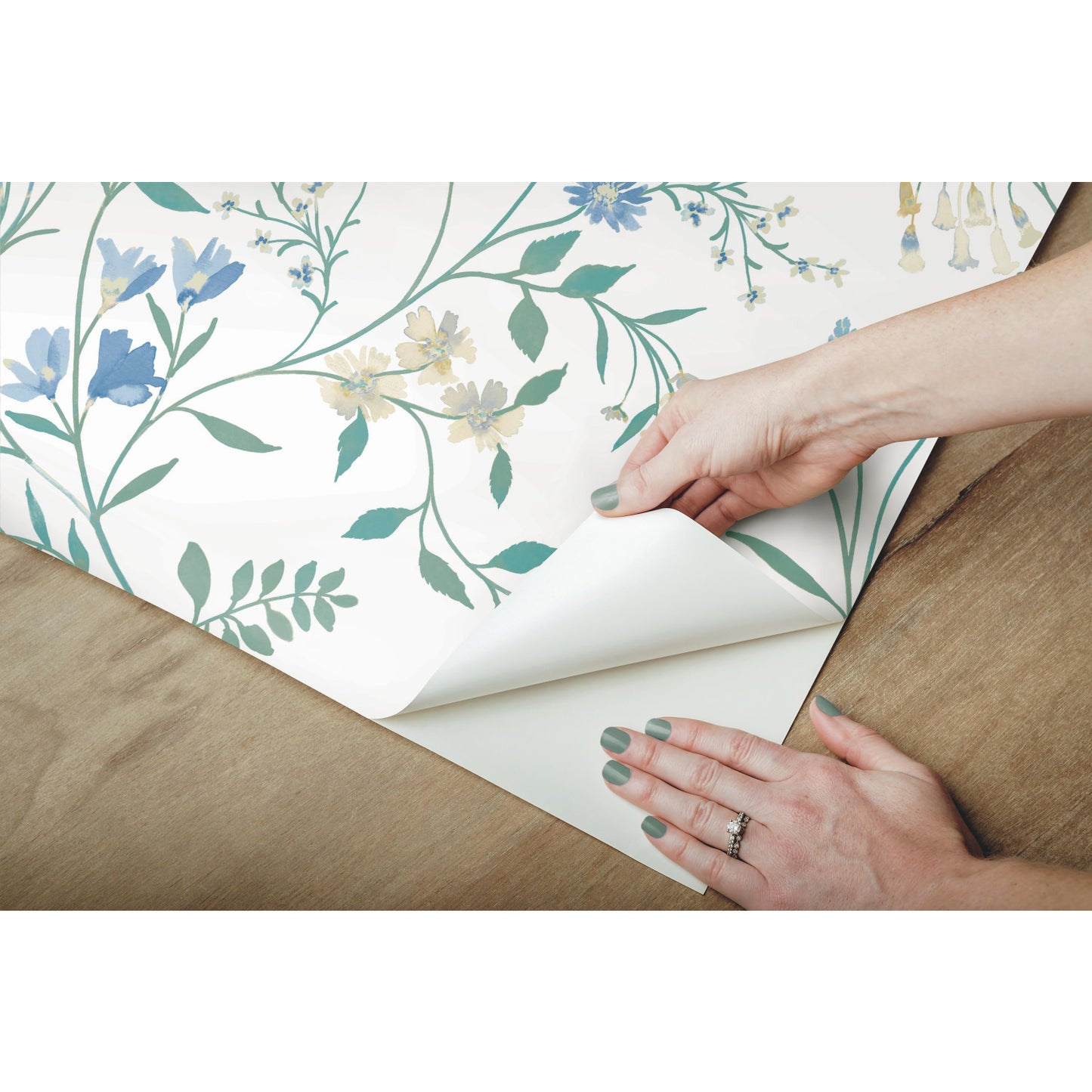 York Wallcoverings RoomMates Meadow Mix Blue Peel and Stick Wallpaper Whimsical Botanical Blues  Wallpaper - RMK12182PLW