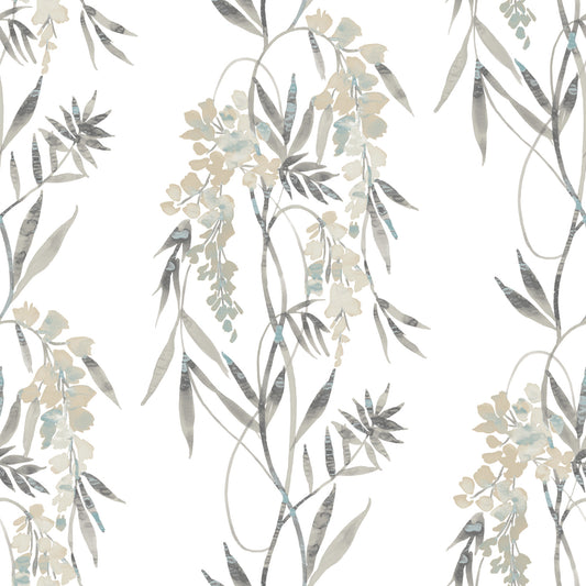 York Wallcoverings RoomMates Nouveaux Wisteria Taupe Peel and Stick Wallpaper Whimsical Botanical Neutrals  Wallpaper - RMK12183PLW