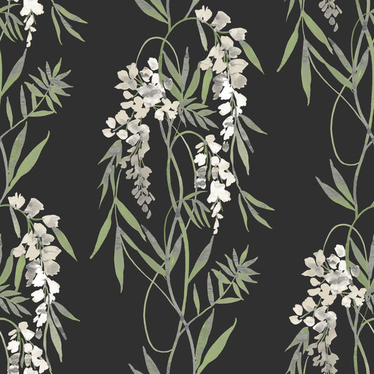 York Wallcoverings RoomMates Nouveaux Wisteria Green Peel and Stick Wallpaper Whimsical Botanical Greens  Wallpaper - RMK12184PLW