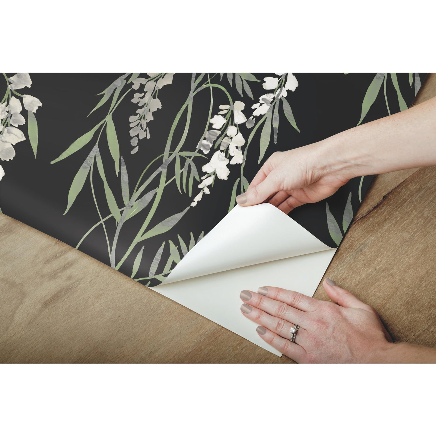 York Wallcoverings RoomMates Nouveaux Wisteria Green Peel and Stick Wallpaper Whimsical Botanical Greens  Wallpaper - RMK12184PLW