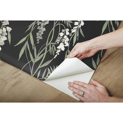 York Wallcoverings RoomMates Nouveaux Wisteria Green Peel and Stick Wallpaper Whimsical Botanical Greens  Wallpaper - RMK12184PLW