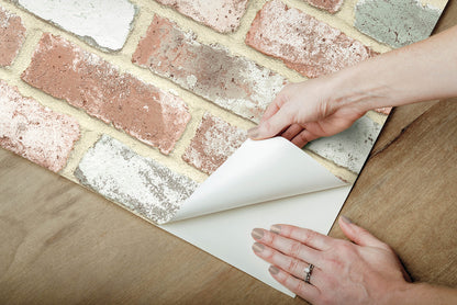 York Wallcoverings RoomMates Reclaimed Brick Peel and Stick Wallpaper Industrial Graphics Neutrals  Wallpaper - RMK12194PL