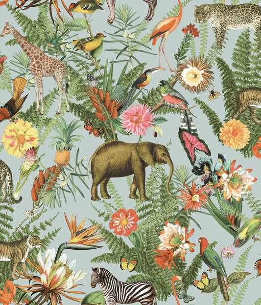 York Wallcoverings RoomMates Tropical Zoo Green Peel and Stick Wallpaper Tropical Botanical Greens  Wallpaper - RMK12202WP