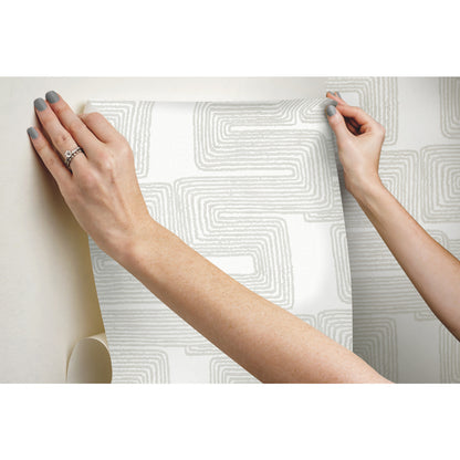 York Wallcoverings RoomMates Zulu Signature White Peel and Stick Wallpaper Glam Global Whites and Off-Whites  Wallpaper - RMK12214PL