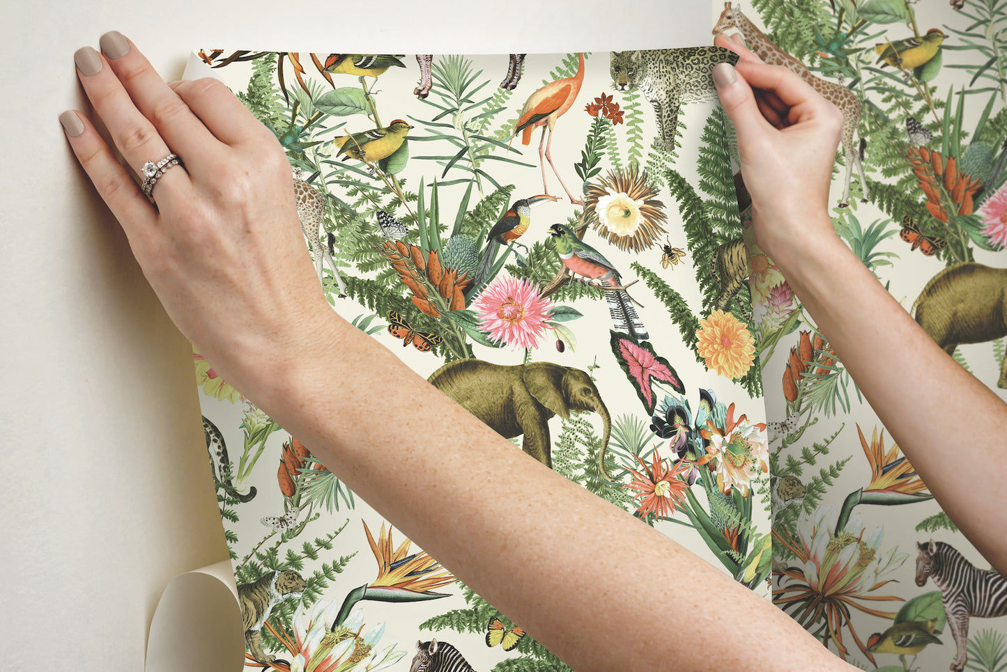 York Wallcoverings RoomMates Tropical Zoo Green Peel and Stick Wallpaper Tropical Botanical Greens  Wallpaper - RMK12239WP (DISCONTINUED PATTERN)