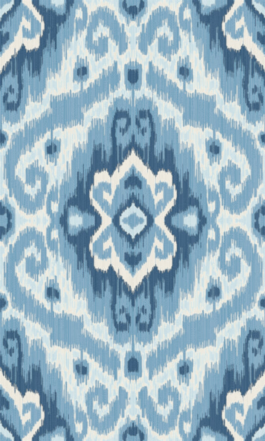 York Wallcoverings RoomMates Bohemian Ikat Blue Peel and Stick Wallpaper Whimsical Abstract Blues  Wallpaper - RMK12253PLW