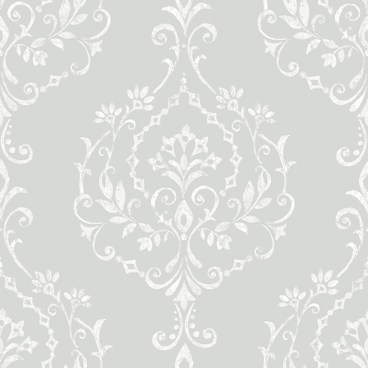 York Wallcoverings RoomMates New Damask Grey Peel and Stick Wallpaper Traditional Abstract Greys  Wallpaper - RMK12258PL