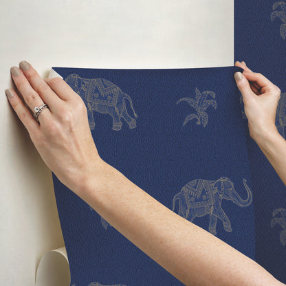 York Wallcoverings RoomMates Elephant Walk Blue Peel and Stick Wallpaper   Blues  Wallpaper - RMK12263PL