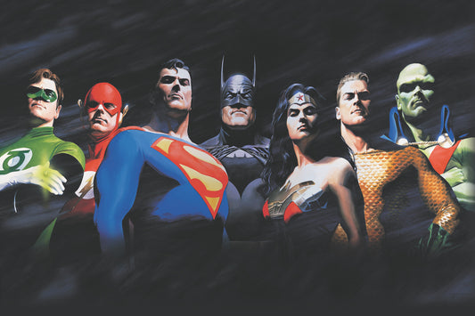 York Wallcoverings RoomMates Alex Ross Justice League Peel and Stick Wall Mural Whimsical Licensed Yellows  Wallpaper - RMK12269M