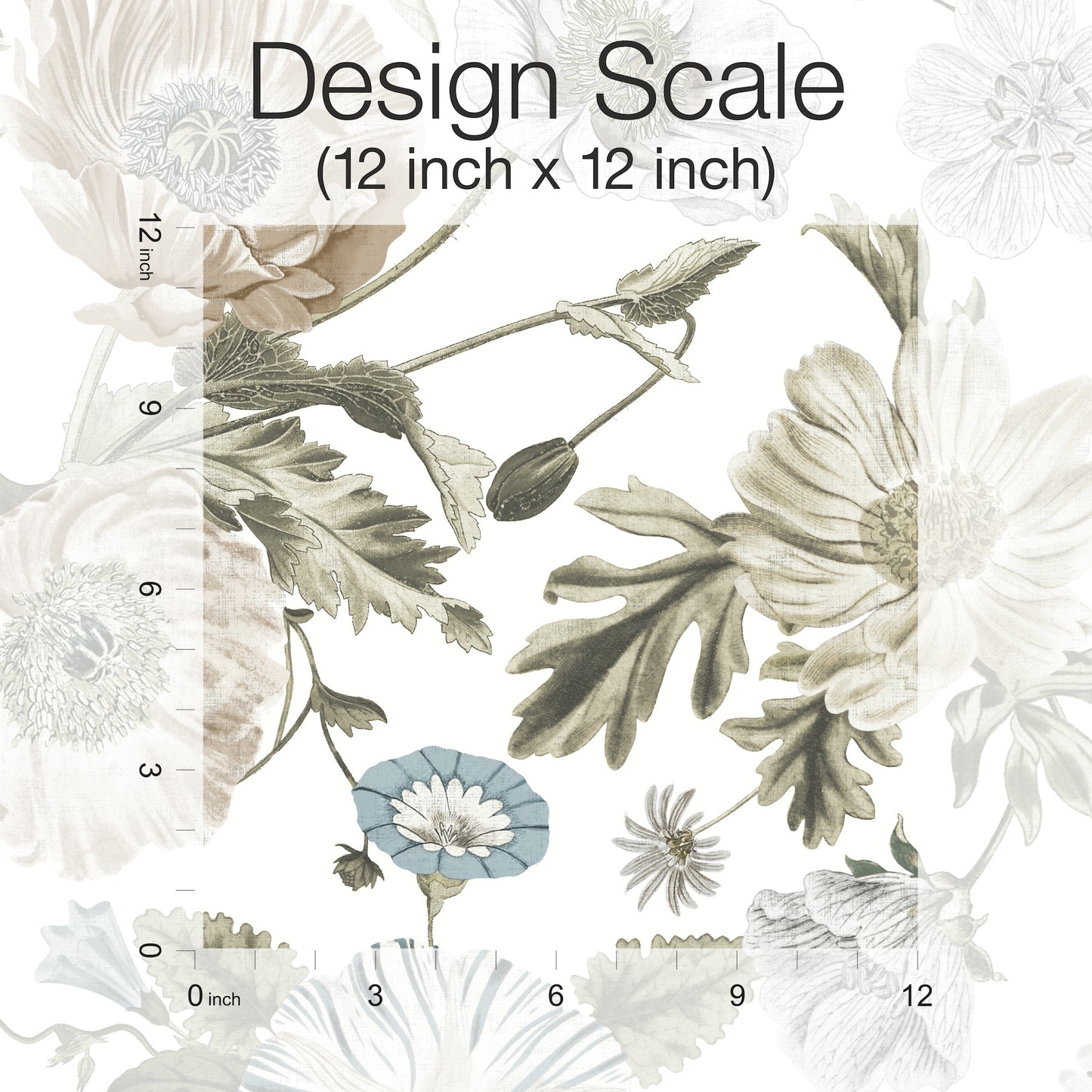 York Wallcoverings RoomMates Vintage Poppy White Peel and Stick Wallpaper Vintage Botanical Whites and Off-Whites  Wallpaper - RMK12285PL