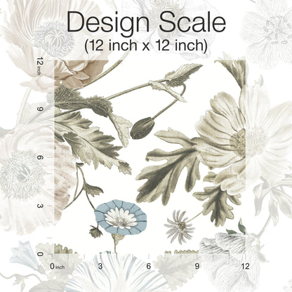 York Wallcoverings RoomMates Vintage Poppy White Peel and Stick Wallpaper Vintage Botanical Whites and Off-Whites  Wallpaper - RMK12285PL