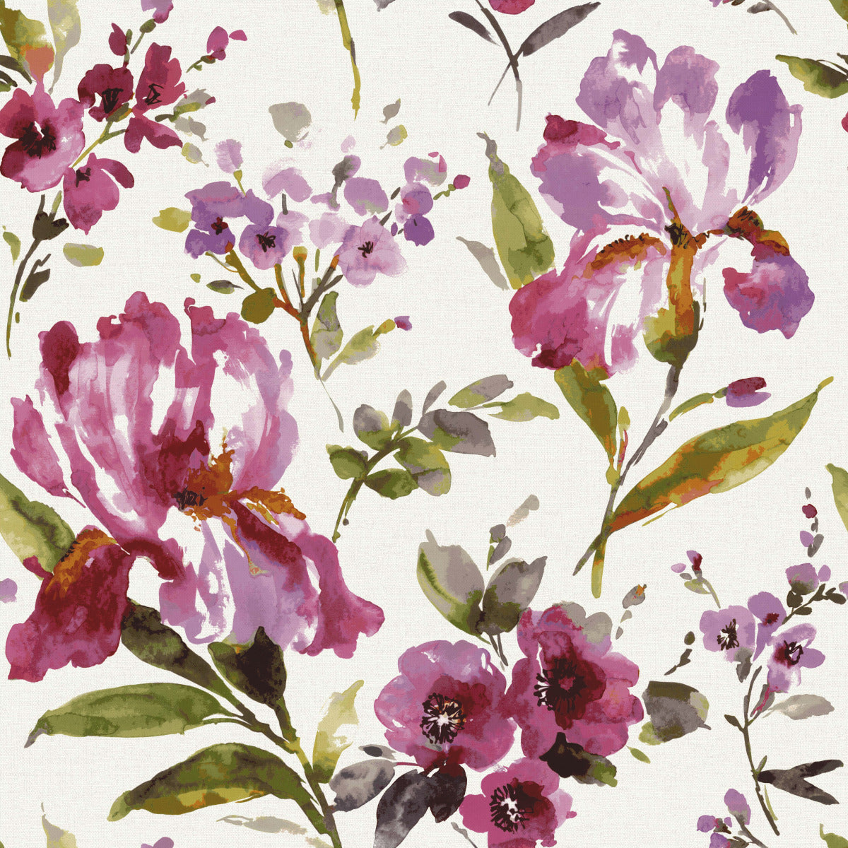 York Wallcoverings RoomMates Iris Purple Peel and Stick Wallpaper Whimsical Botanical Purples  Wallpaper - RMK12295PL