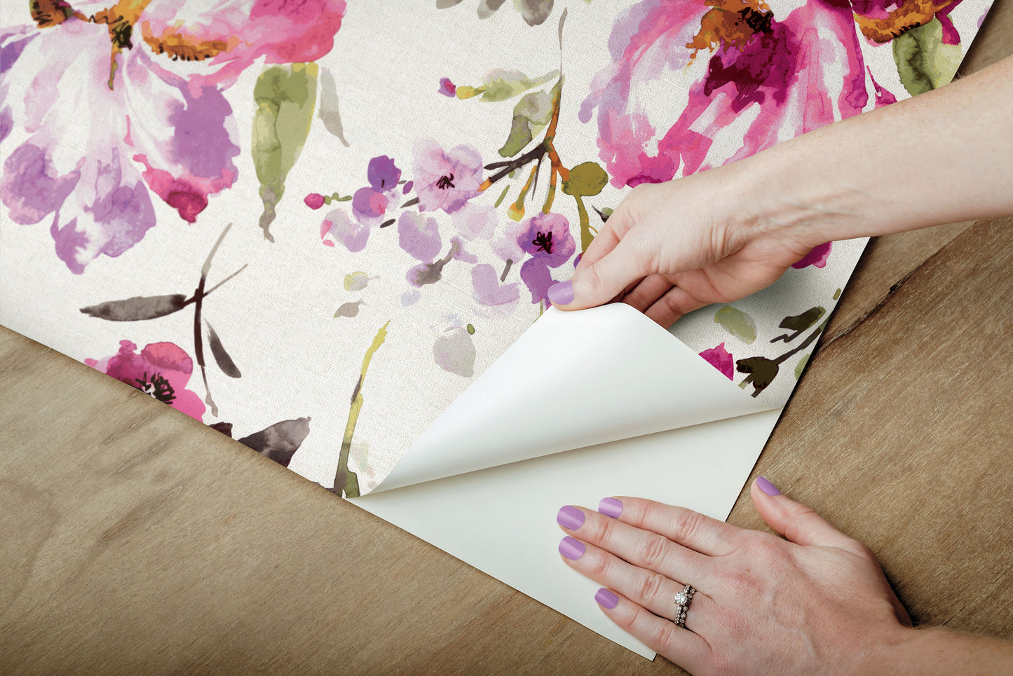 York Wallcoverings RoomMates Iris Purple Peel and Stick Wallpaper Whimsical Botanical Purples  Wallpaper - RMK12295PL