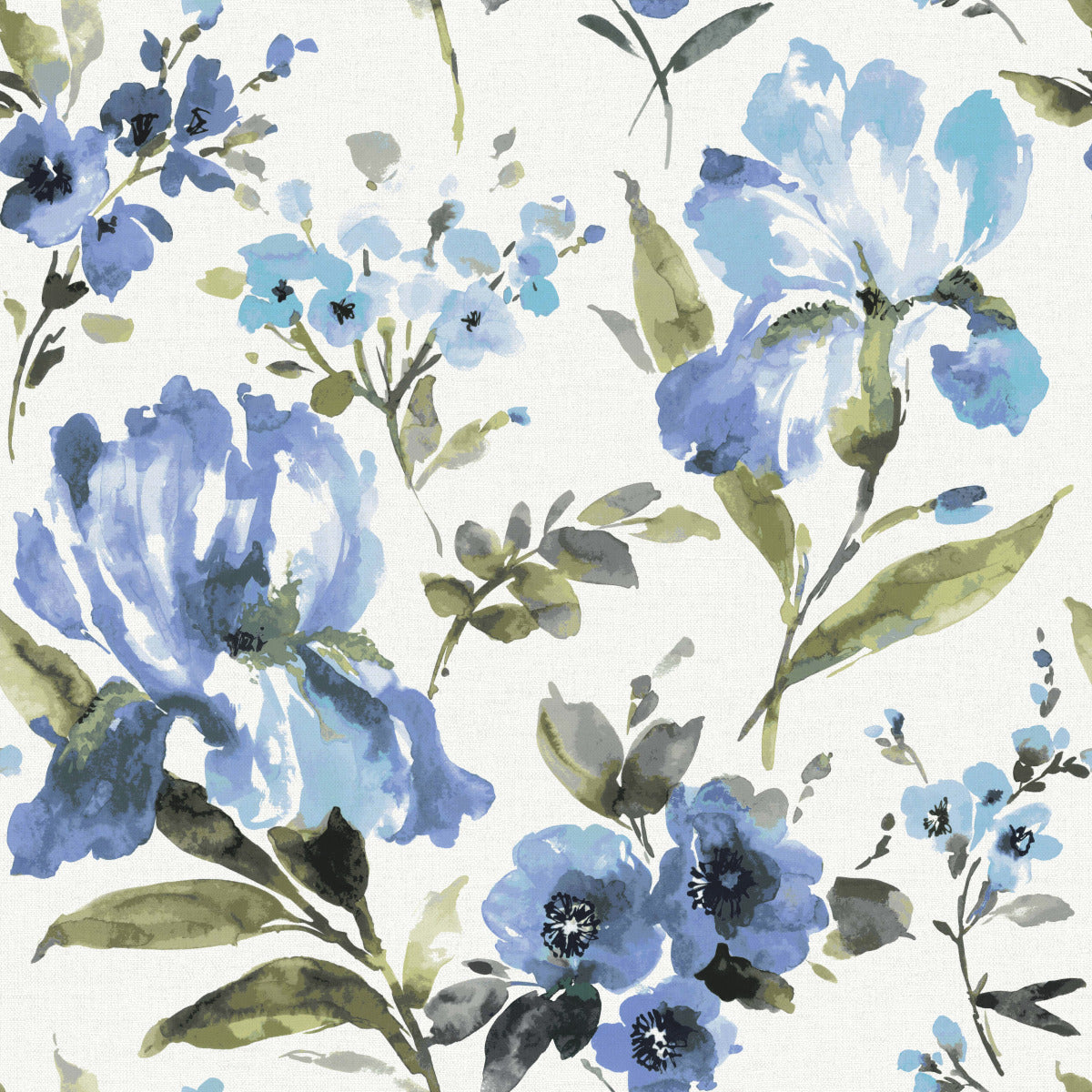 York Wallcoverings RoomMates Iris Blue Peel and Stick Wallpaper Whimsical Botanical Blues  Wallpaper - RMK12296PL