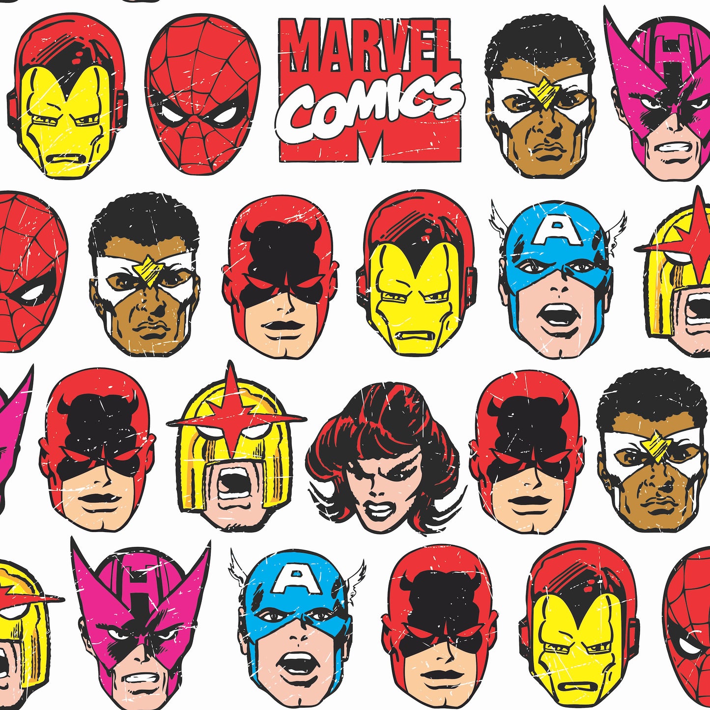 York Wallcoverings RoomMates Marvel Comics Classic Faces Peel and Stick Wallpaper  Licensed Multicolor  Wallpaper - RMK12309RL