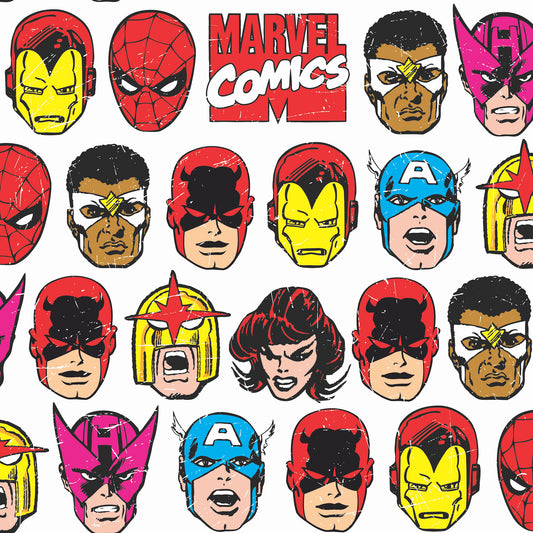 York Wallcoverings RoomMates Marvel Comics Classic Faces Peel and Stick Wallpaper  Licensed Multicolor  Wallpaper - RMK12309RL