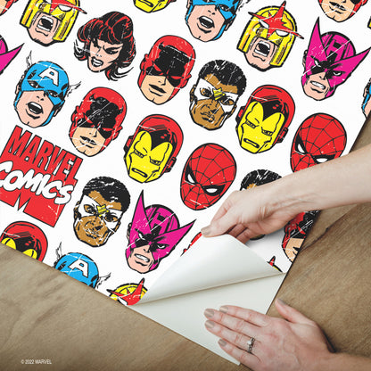 York Wallcoverings RoomMates Marvel Comics Classic Faces Peel and Stick Wallpaper  Licensed Multicolor  Wallpaper - RMK12309RL