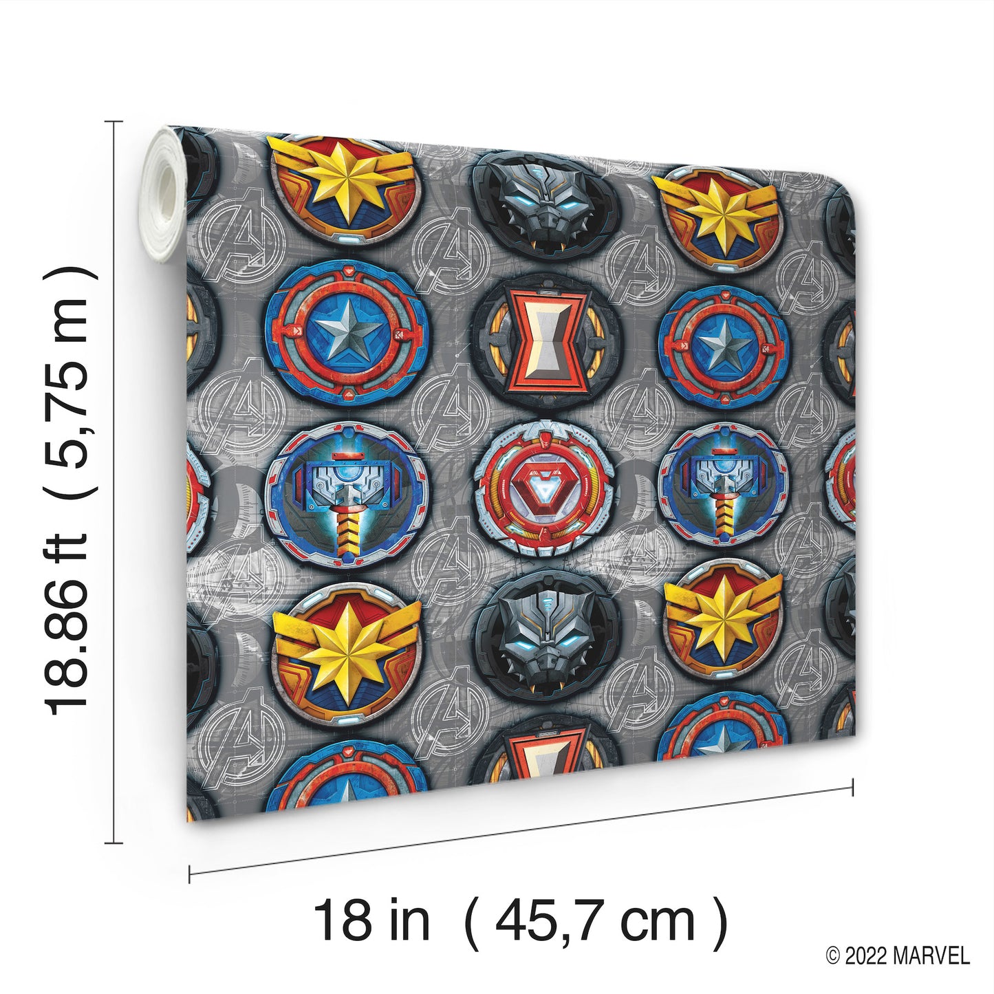 York Wallcoverings RoomMates Avengers Emblems Peel and Stick Wallpaper  Licensed Multicolor  Wallpaper - RMK12311RL