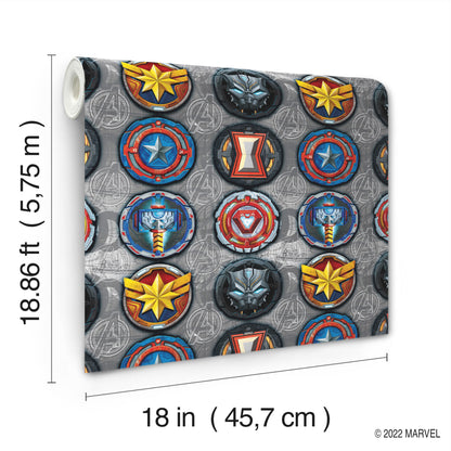 York Wallcoverings RoomMates Avengers Emblems Peel and Stick Wallpaper  Licensed Multicolor  Wallpaper - RMK12311RL
