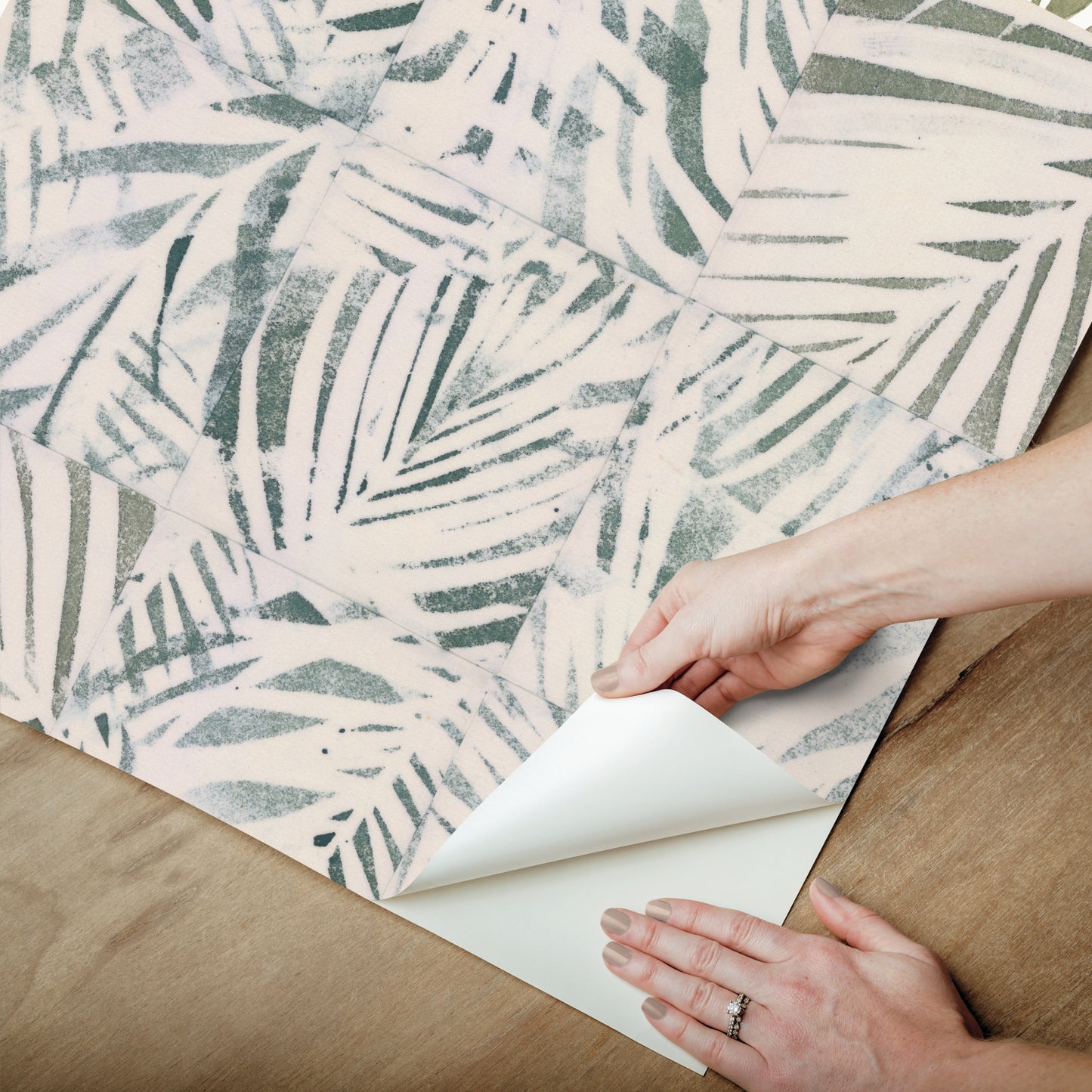 York Wallcoverings RoomMates Cubism Palm Green Peel and Stick Wallpaper Tropical Ocean Greens  Wallpaper - RMK12312RL