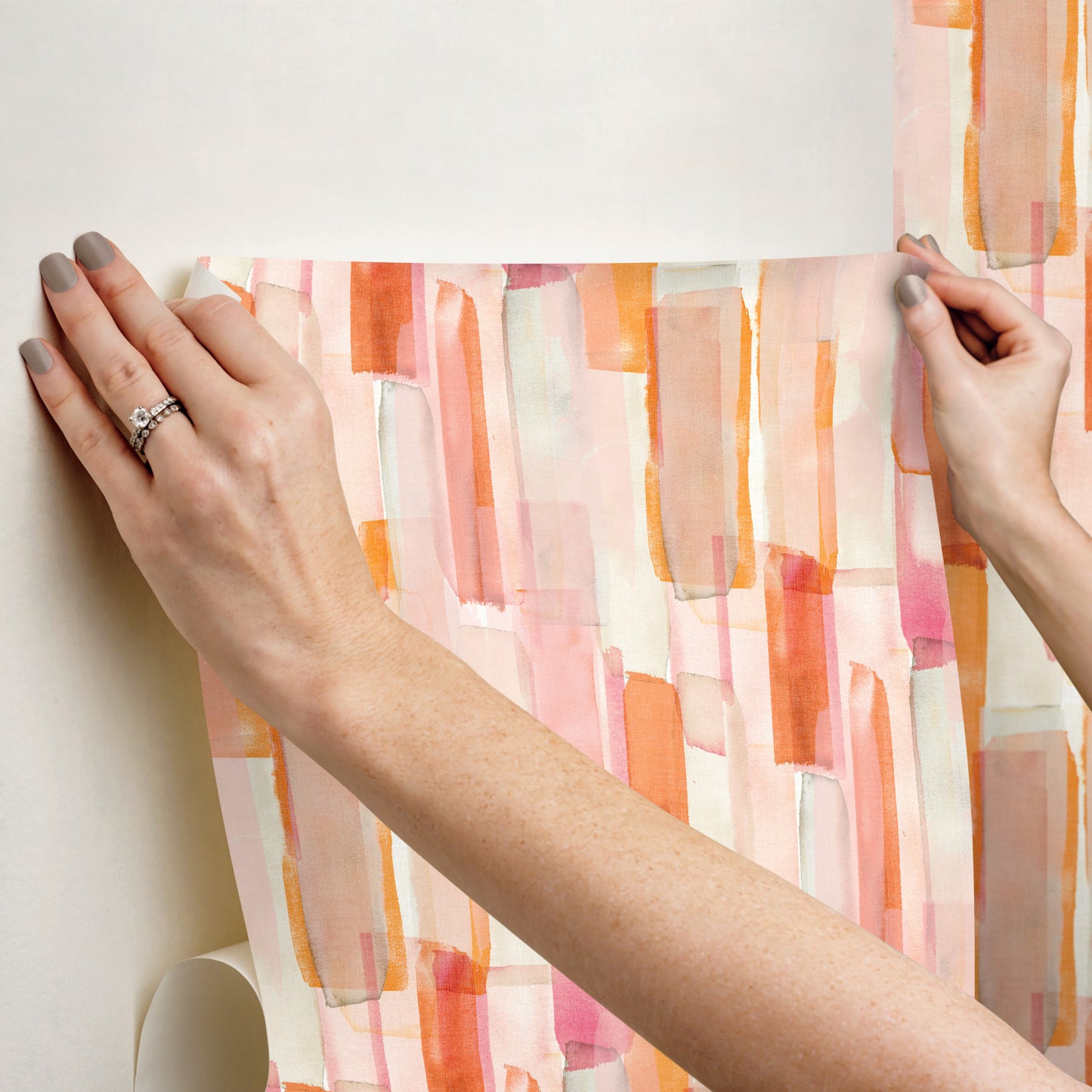 York Wallcoverings RoomMates Watercolor Glass Pink Peel and Stick Wallpaper Whimsical Abstract Pinks  Wallpaper - RMK12315RL