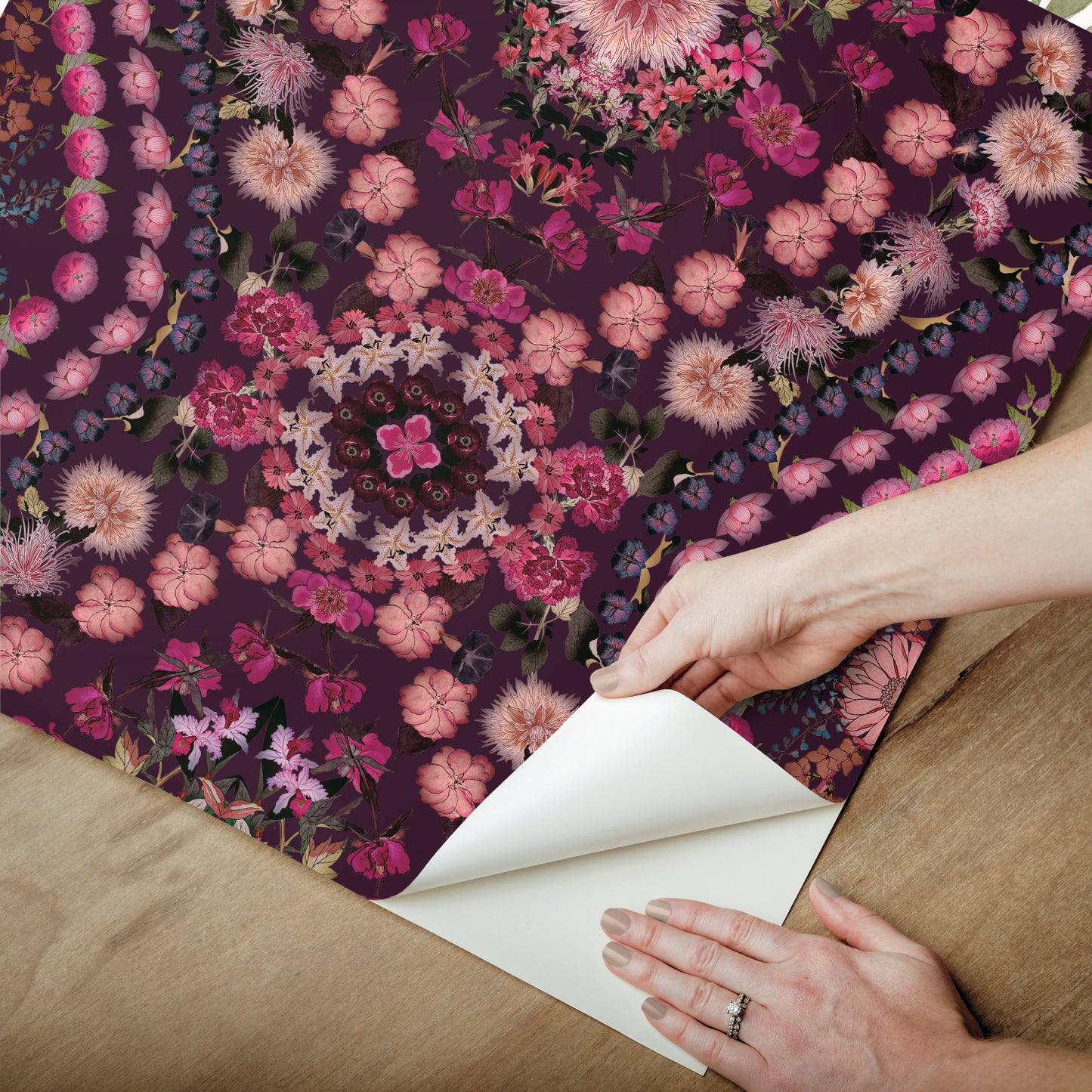 York Wallcoverings RoomMates Dried Flower Kaleidoscope Pink Peel and Stick Wallpaper Whimsical Botanical Pinks  Wallpaper - RMK12320RL