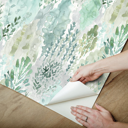 York Wallcoverings RoomMates Watercolor Tree Mosaic Green Peel and Stick Wallpaper Whimsical Abstract Greens  Wallpaper - RMK12329PLW