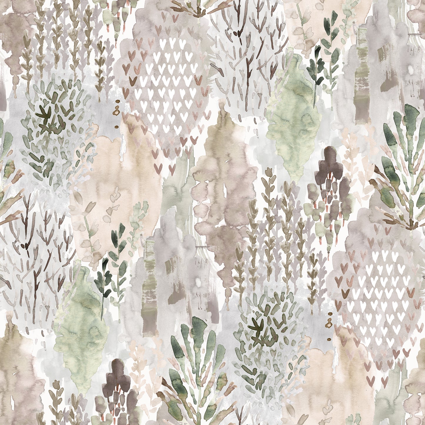 York Wallcoverings RoomMates Watercolor Tree Mosaic Taupe Peel and Stick Wallpaper Whimsical Botanical Neutrals  Wallpaper - RMK12331PLW