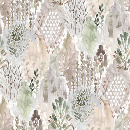 York Wallcoverings RoomMates Watercolor Tree Mosaic Taupe Peel and Stick Wallpaper Whimsical Botanical Neutrals  Wallpaper - RMK12331PLW