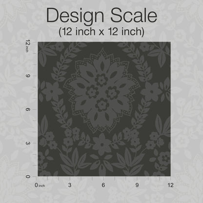 York Wallcoverings RoomMates Boho Baroque Damask Grey Peel and Stick Wallpaper  Abstract Greys  Wallpaper - RMK12334PL