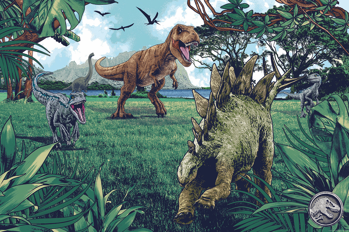 York Wallcoverings RoomMates Jurassic Park Peel and Stick Wall Mural Kids Novelty Greens  Wallpaper - RMK12336M