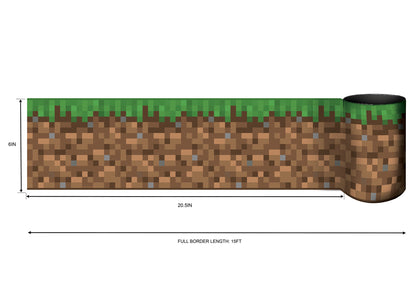 York Wallcoverings RoomMates Minecraft Iconic Grass Peel and Stick Border Kids Novelty Greens  Wallpaper - RMK12337BD