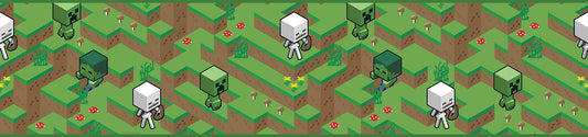 York Wallcoverings RoomMates Minecraft Hillside Peel and Stick Border Kids Graphics Greens  Wallpaper - RMK12338BD