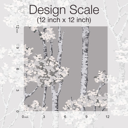 York Wallcoverings RoomMates Birch Grove Grey Peel and Stick Wallpaper  Botanical Greys  Wallpaper - RMK12343PLW