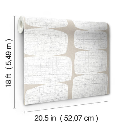 York Wallcoverings RoomMates Mid-Century Beads White Peel and Stick Wallpaper Glam Abstract Whites and Off-Whites  Wallpaper - RMK12347PL