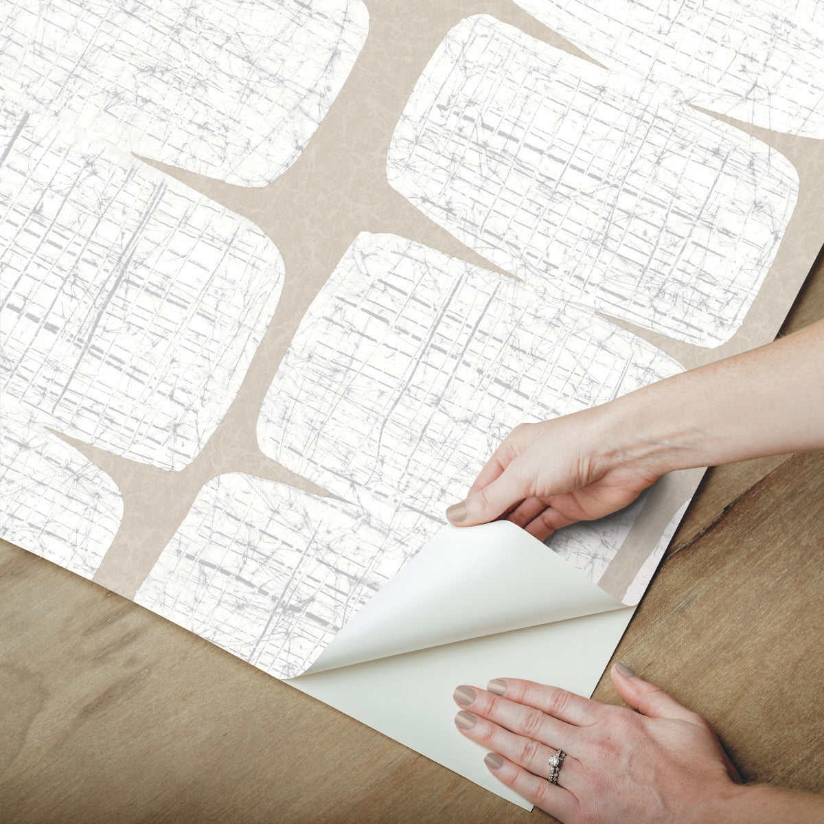 York Wallcoverings RoomMates Mid-Century Beads White Peel and Stick Wallpaper Glam Abstract Whites and Off-Whites  Wallpaper - RMK12347PL