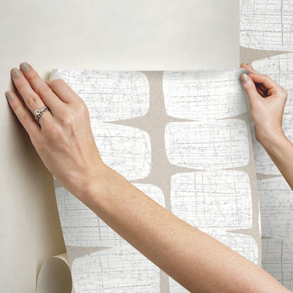 York Wallcoverings RoomMates Mid-Century Beads White Peel and Stick Wallpaper Glam Abstract Whites and Off-Whites  Wallpaper - RMK12347PL