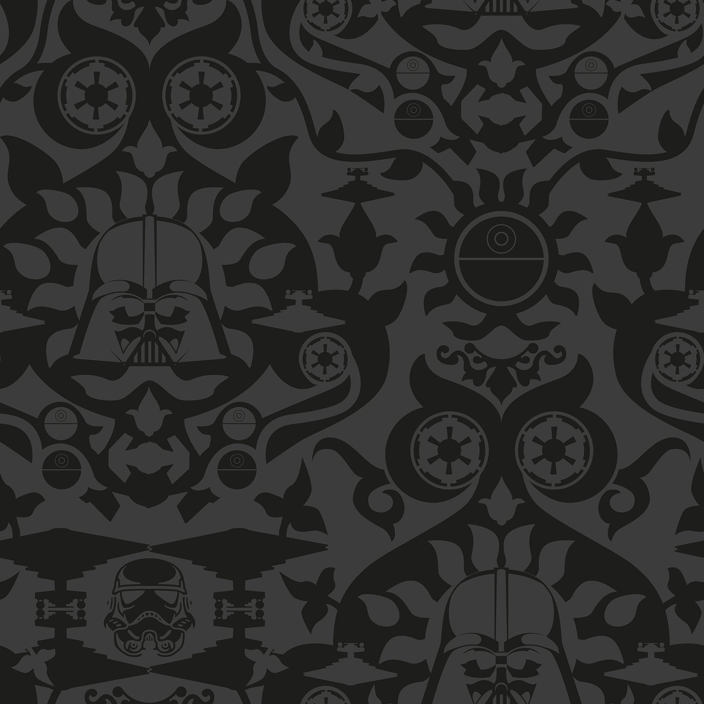 York Wallcoverings RoomMates Star Wars The Dark Side Damask Charcoal Peel and Stick Wallpaper Eclectic Graphics Blacks  Wallpaper - RMK12352RL