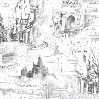 York Wallcoverings RoomMates Harry Potter Map White Peel and Stick Wallpaper Whimsical Licensed Whites and Off-Whites  Wallpaper - RMK12353PL