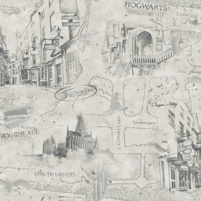 York Wallcoverings RoomMates Harry Potter Map Taupe Peel and Stick Wallpaper Whimsical Licensed Neutrals  Wallpaper - RMK12354PL