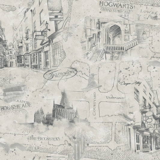York Wallcoverings RoomMates Harry Potter Map Taupe Peel and Stick Wallpaper Whimsical Licensed Neutrals  Wallpaper - RMK12354PL