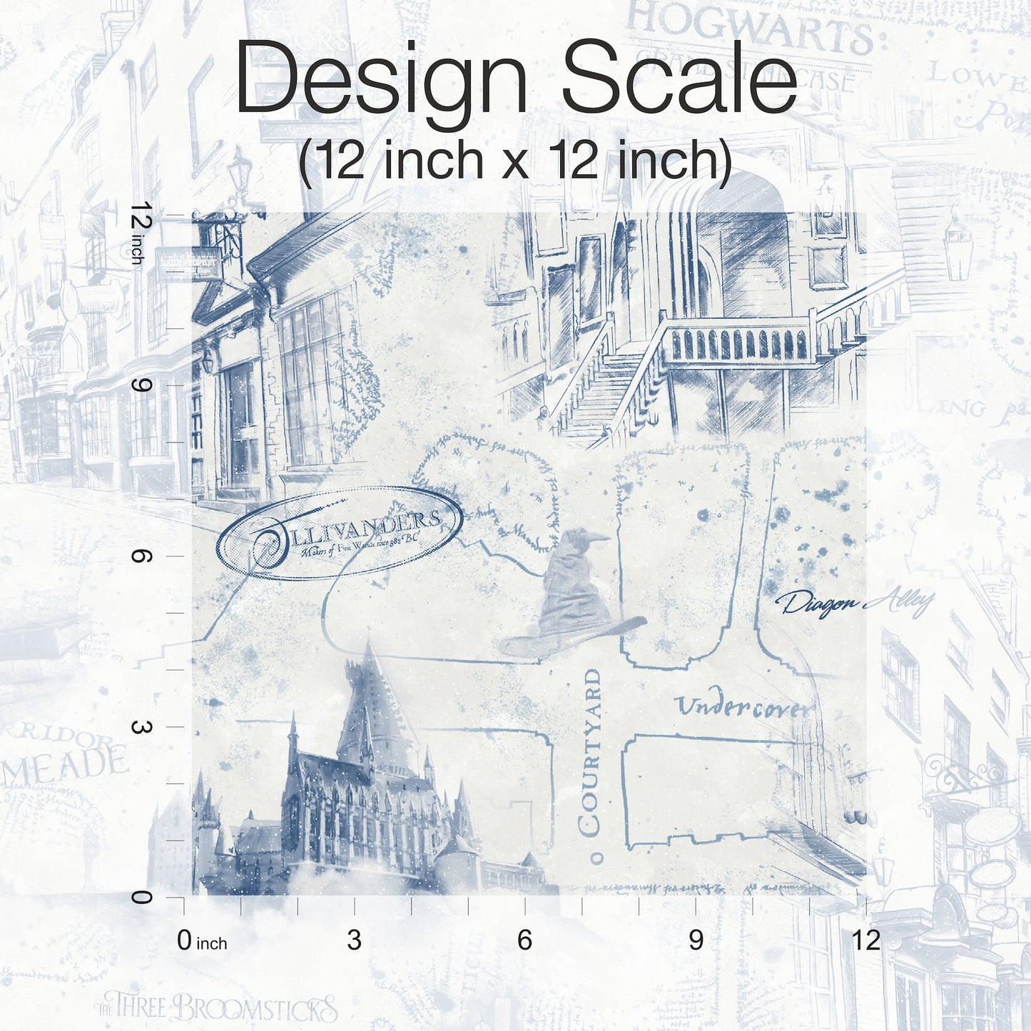 York Wallcoverings RoomMates Harry Potter Map Blue Peel and Stick Wallpaper Whimsical Licensed Blues  Wallpaper - RMK12355PL