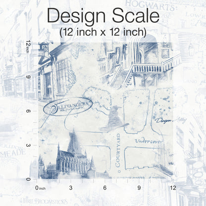 York Wallcoverings RoomMates Harry Potter Map Blue Peel and Stick Wallpaper Whimsical Licensed Blues  Wallpaper - RMK12355PL