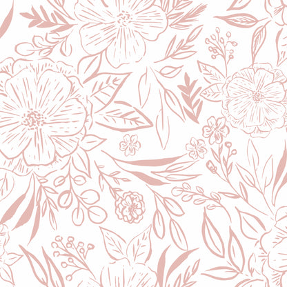 York Wallcoverings RoomMates Floral Sketch Pink Peel and Stick Wallpaper  Botanical Pinks  Wallpaper - RMK12362PLW