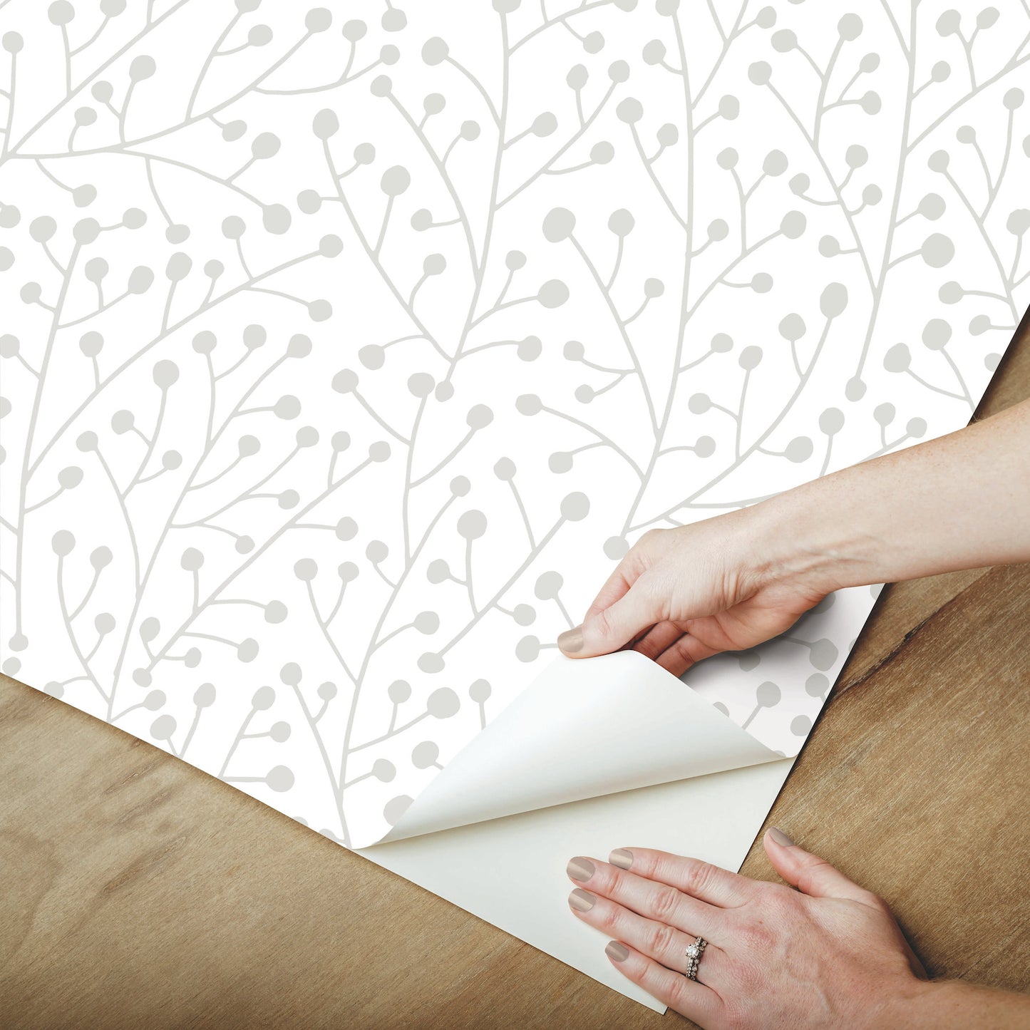 York Wallcoverings RoomMates Cat Coquillette Berry Branches Grey Peel and Stick Wallpaper  Nature Greys  Wallpaper - RMK12369PL