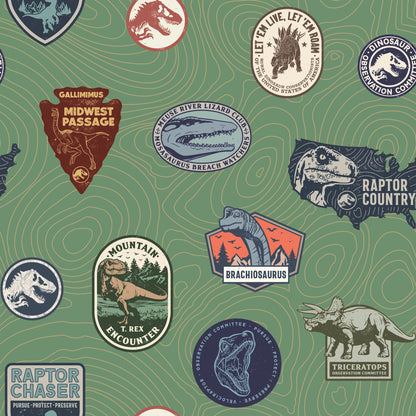 York Wallcoverings RoomMates Jurassic World Badges Peel and Stick Wallpaper  Licensed Multicolor  Wallpaper - RMK12396RL